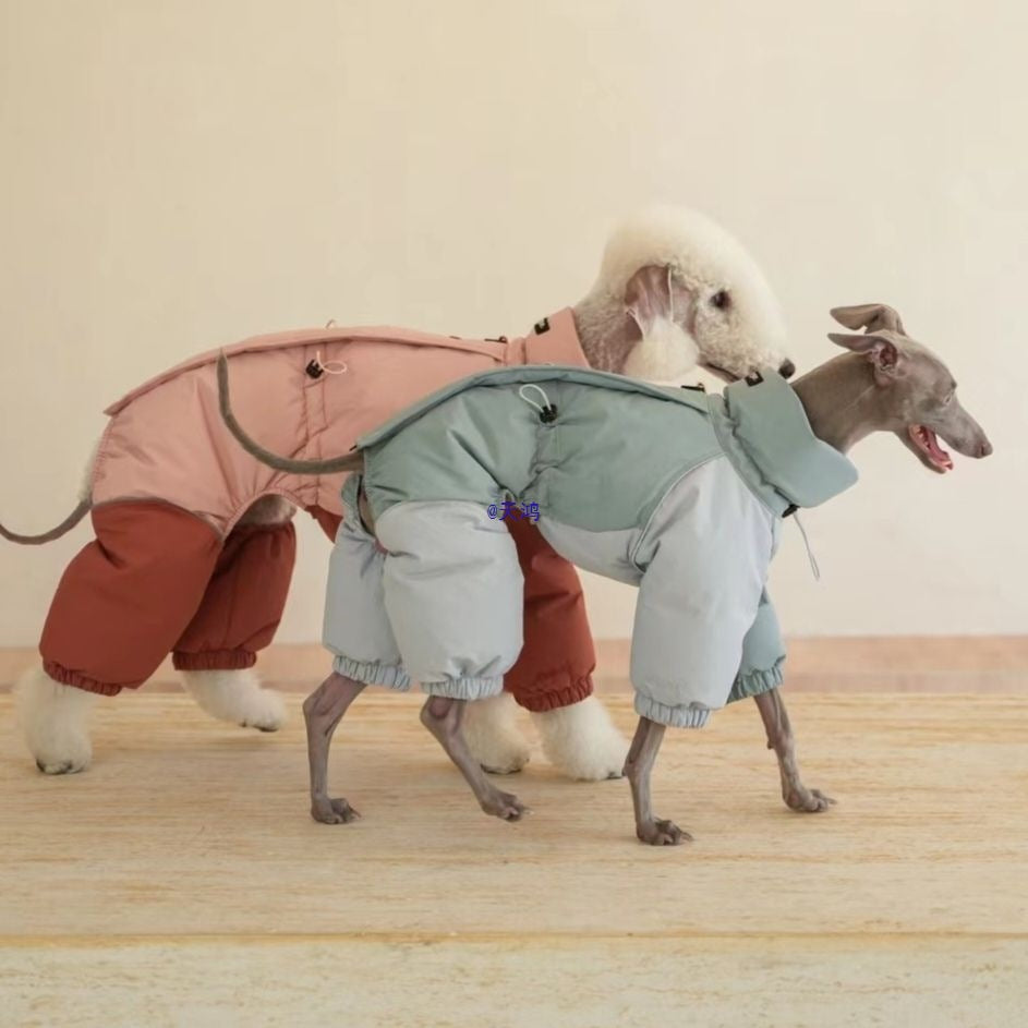 Hundemantel für mittelgroße Hunde, hoher Kragen, Baumwolle, Herbst/Winter, winddicht, warm, Öko-Baumwolle