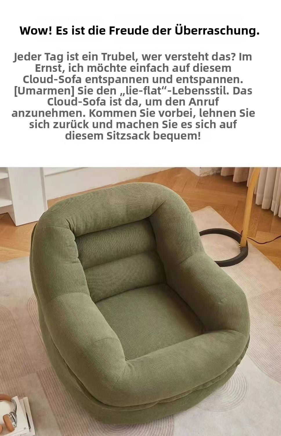 Tatami-Lazy-Sofa für kleine Wohnungen, Einzelsofa, Freizeit-Sofasessel für Wohnzimmer, Balkon oder Schlafzimmer, bequemer Lazy-Sessel