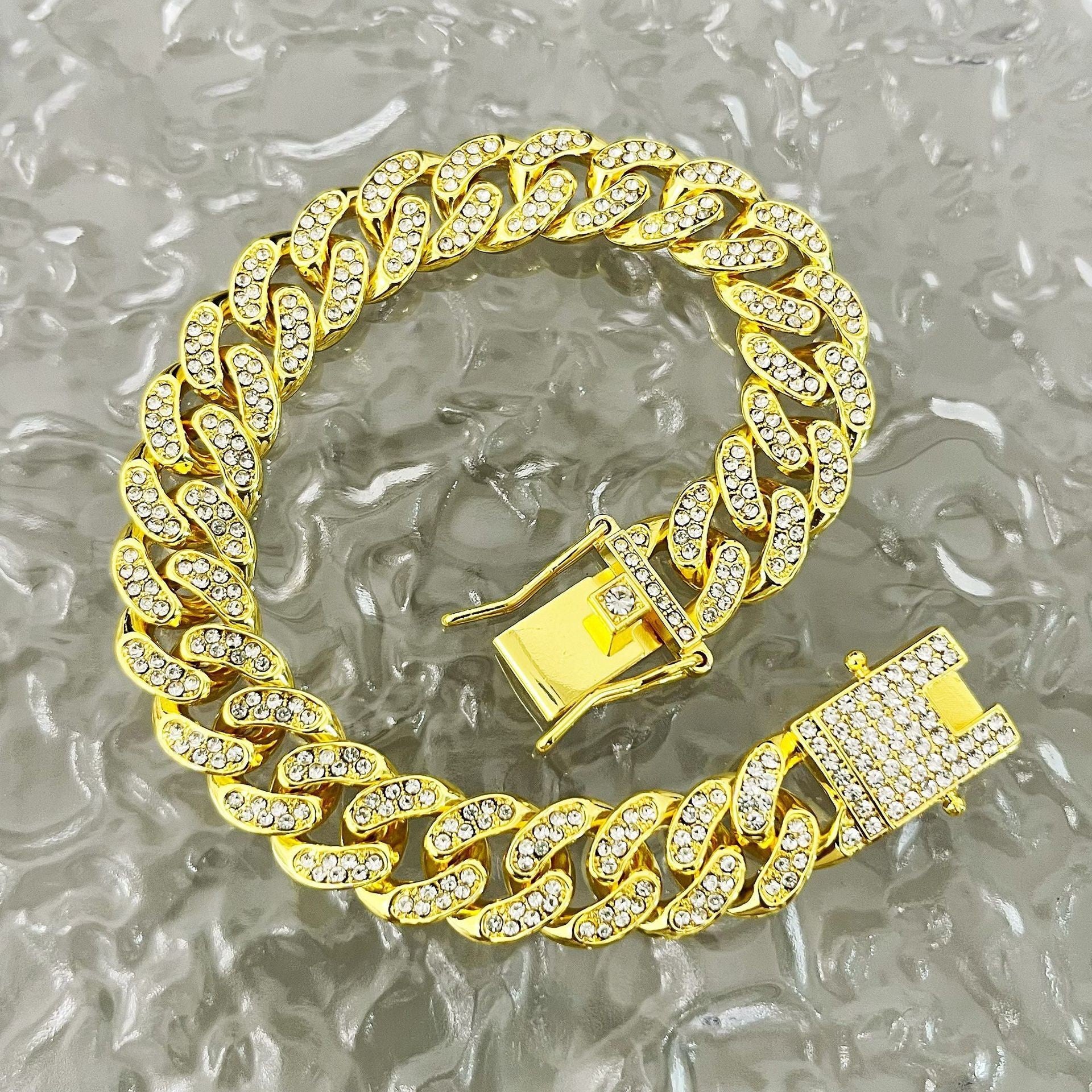 Neue Hundeleine & Hundehalsband – Verschlussschnalle in Gold/Silber, Haustier-Hundekette, vollbesetzte Zirkonia-Cuba-Chain