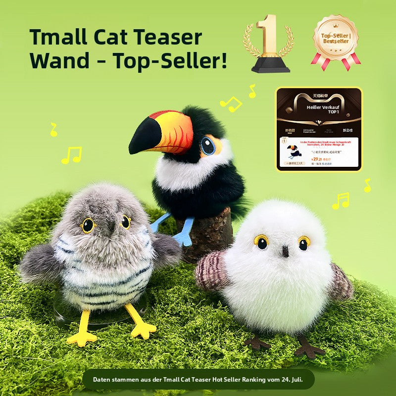 Pet Gravity Flatternde Kleine Vögel – Realistisches Plüsch-Katzen-Spielzeug mit Lauten, Selbstunterhaltung, Katzenangel