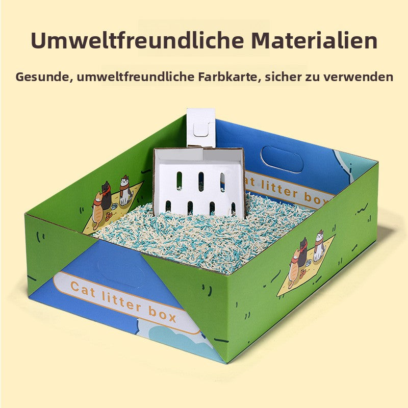 Einweg-Katzentoilette – Pappe, umweltfreundlich, faltbar, groß, tragbar für Reisen und Heimgebrauch