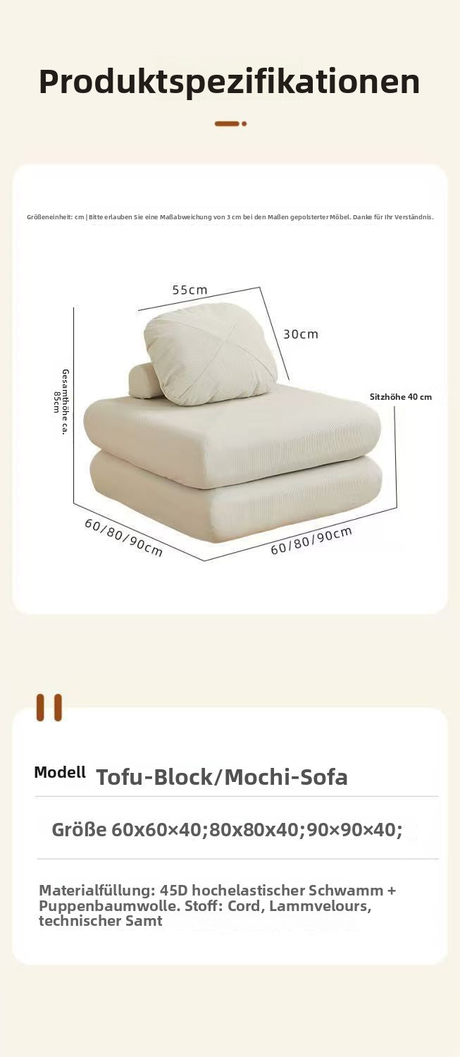 Tatami-Loungesessel mit Doppelfunktion, Heimsofa für Wohnzimmer und Schlafzimmer, Lazy-Sofa, kleines Sofa, integrierter und faltbarer Relaxstuhl