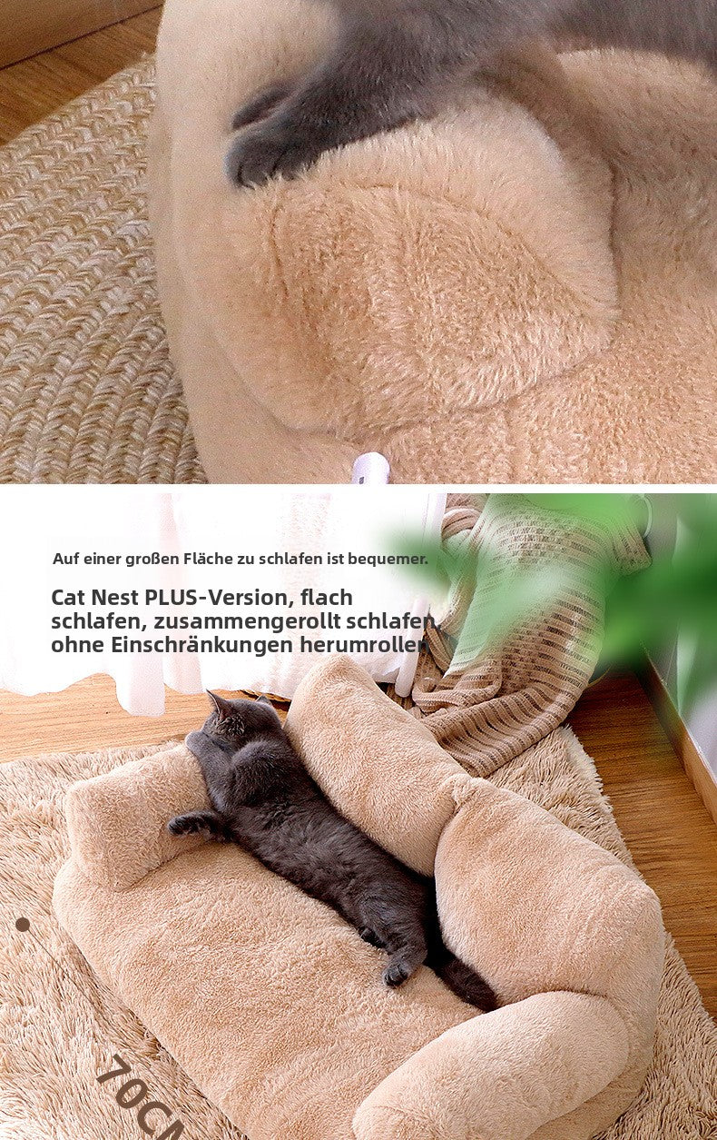 Extra Großes Katzen- und Hundebett, Weich & Warm, Universelle Haustier Sofa Liege, Bequemes Winterbett für Katzen und Kleine Hunde
