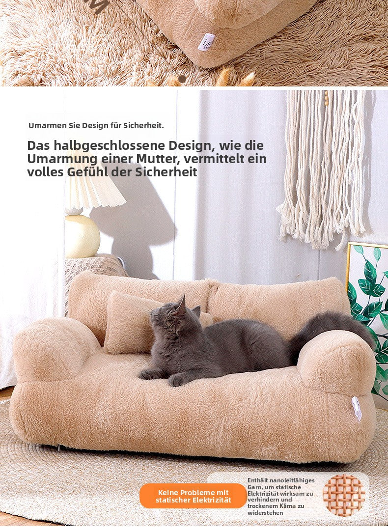 Extra Großes Katzen- und Hundebett, Weich & Warm, Universelle Haustier Sofa Liege, Bequemes Winterbett für Katzen und Kleine Hunde