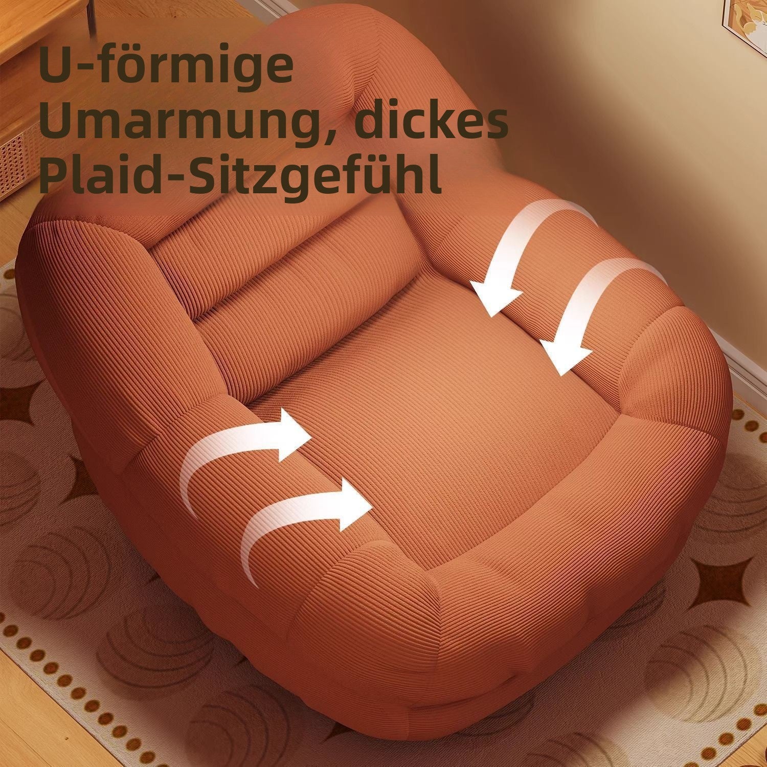 Tatami-Lazy-Sofa für kleine Wohnungen, Einzelsofa, Freizeit-Sofasessel für Wohnzimmer, Balkon oder Schlafzimmer, bequemer Lazy-Sessel