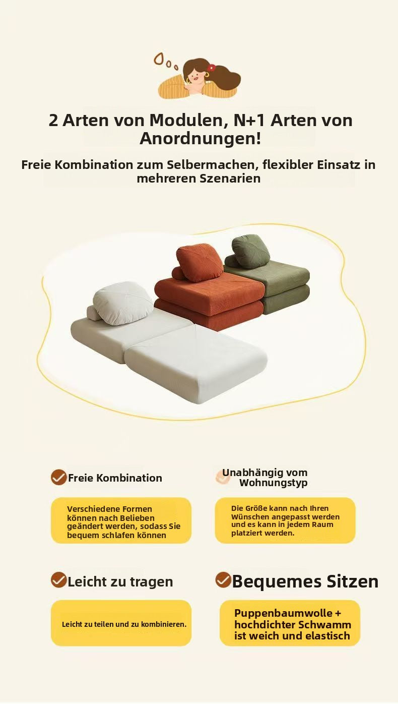 Tatami-Loungesessel mit Doppelfunktion, Heimsofa für Wohnzimmer und Schlafzimmer, Lazy-Sofa, kleines Sofa, integrierter und faltbarer Relaxstuhl