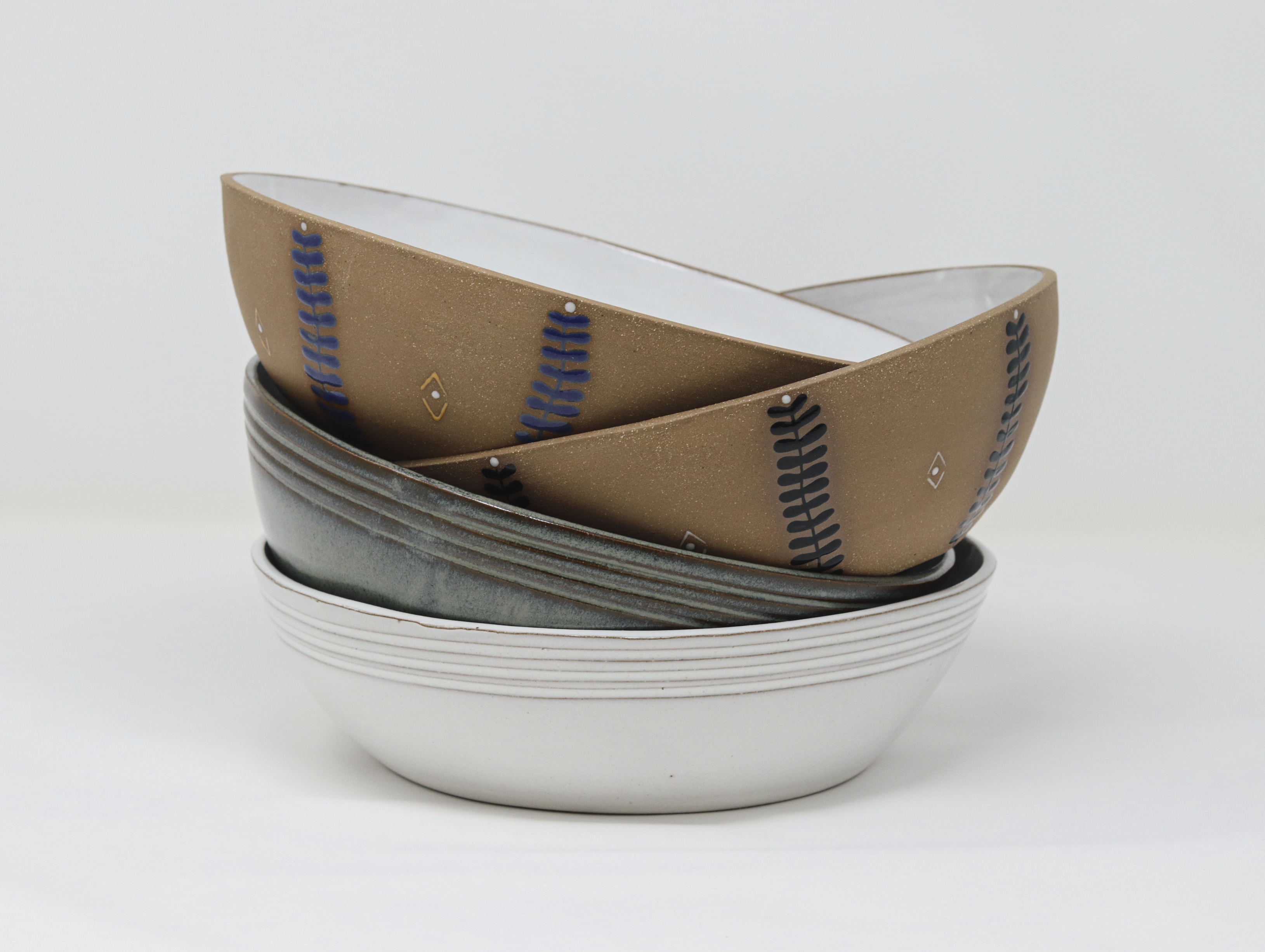 Serving Bowl - Soil & Stem - Black and White