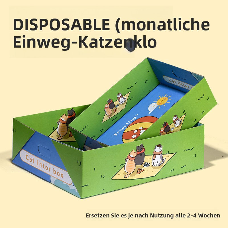 Einweg-Katzentoilette – Pappe, umweltfreundlich, faltbar, groß, tragbar für Reisen und Heimgebrauch