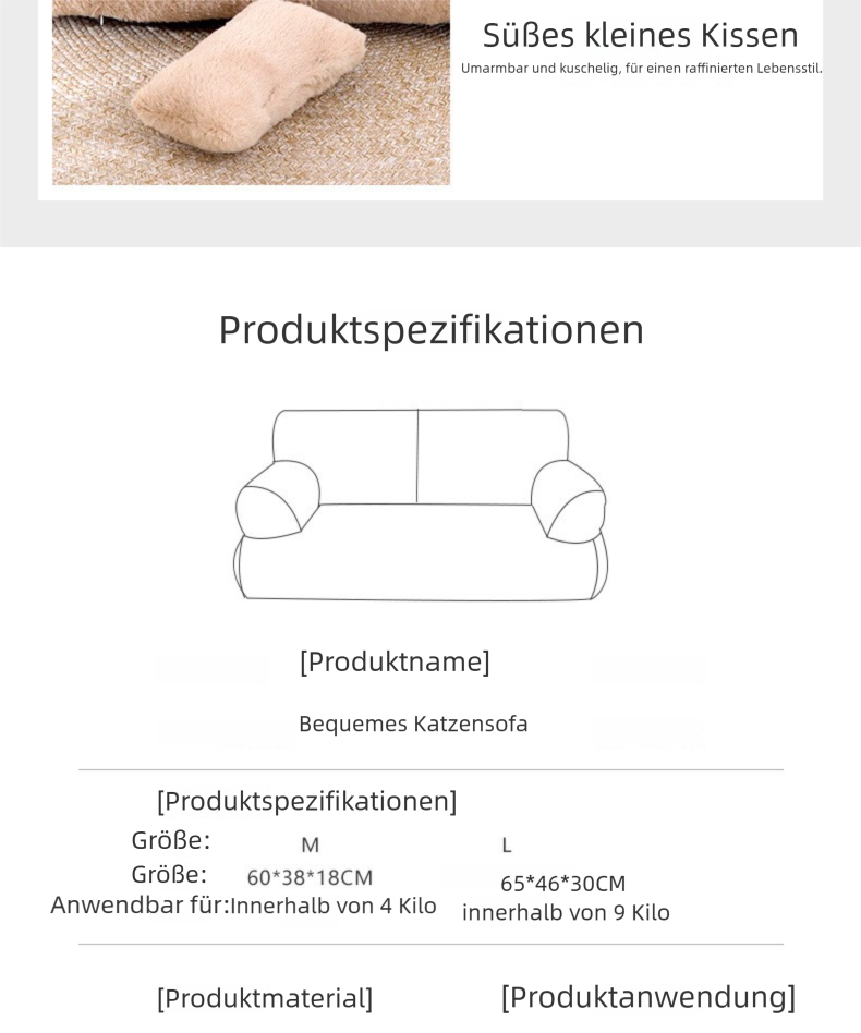 Extra Großes Katzen- und Hundebett, Weich & Warm, Universelle Haustier Sofa Liege, Bequemes Winterbett für Katzen und Kleine Hunde