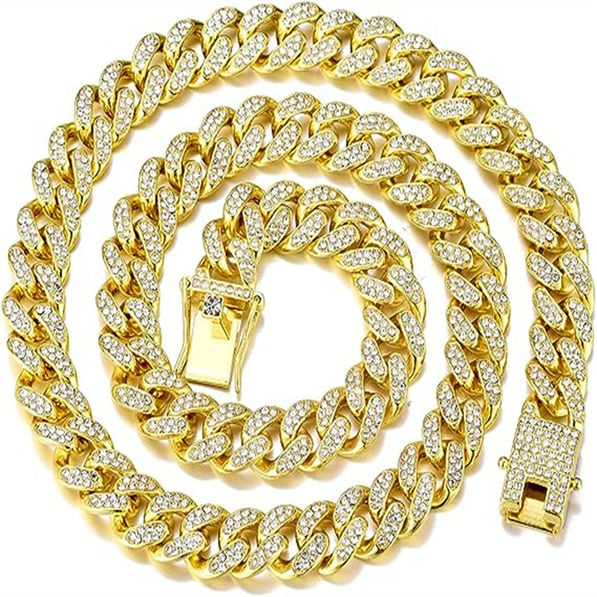 Neue Hundeleine & Hundehalsband – Verschlussschnalle in Gold/Silber, Haustier-Hundekette, vollbesetzte Zirkonia-Cuba-Chain